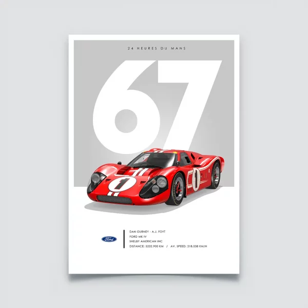 Poster 24h du Mans 1967 – Ford Mk IV