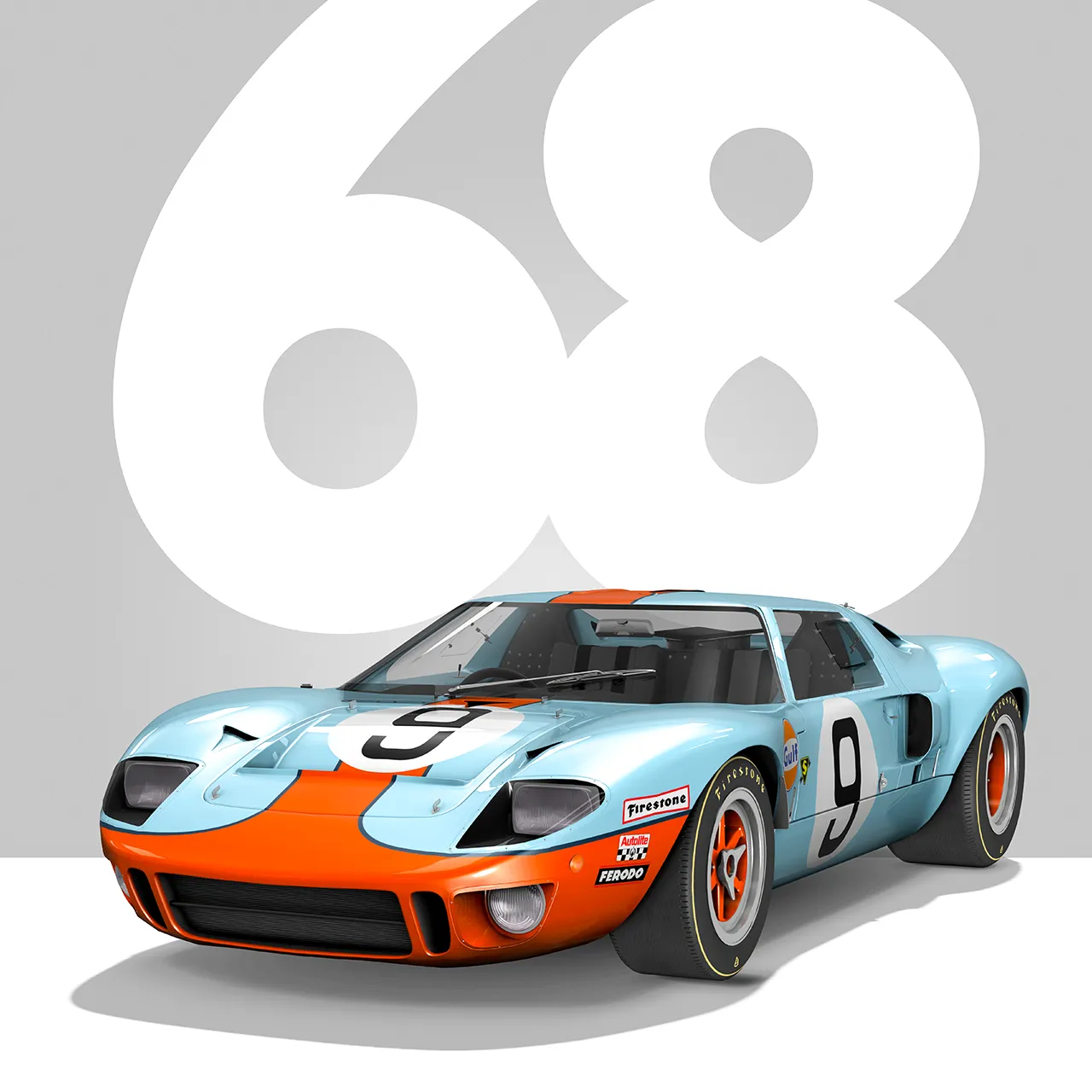 Détail poster 24 heures du mans Ford 1968