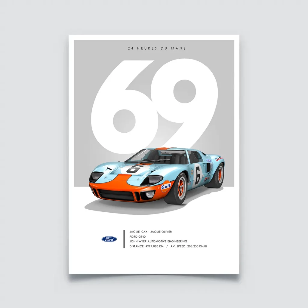Poster 24h du Mans 1969, Ford GT40