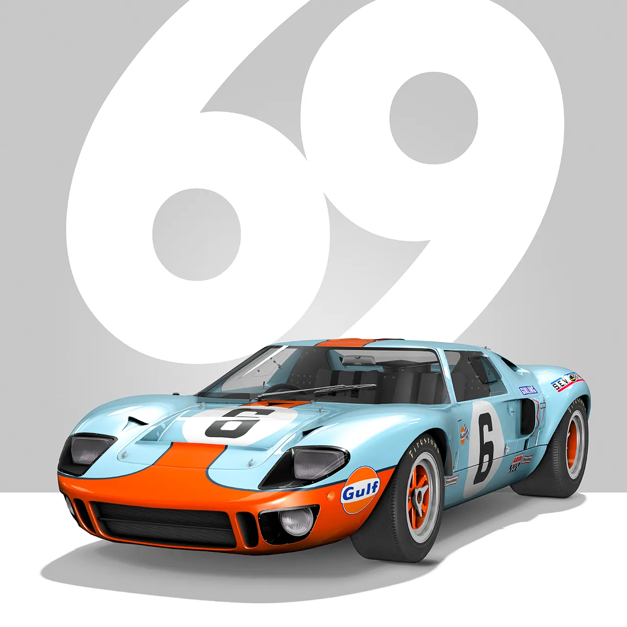 Détail poster 24 heures du mans Ford 1969