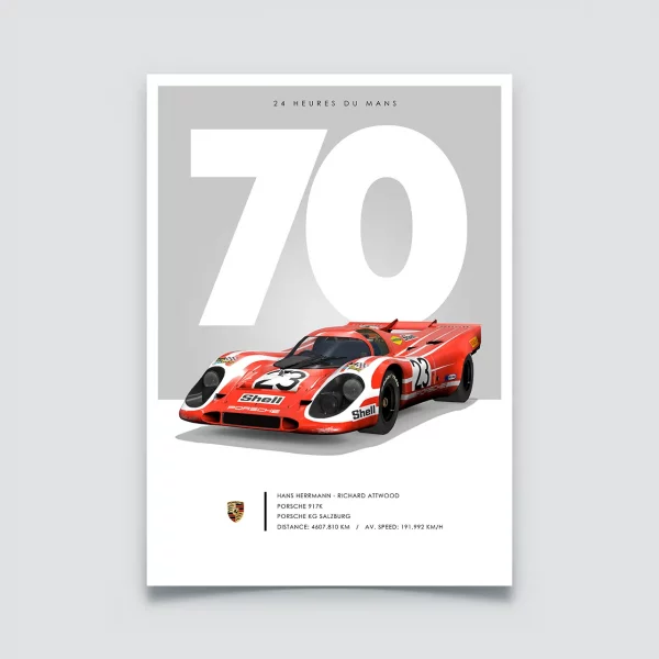 Poster 24h du Mans 1970 – Porsche 917K
