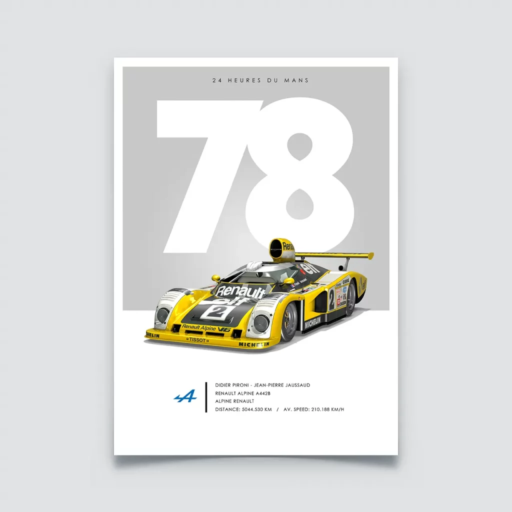 Poster 24h du Mans 1978, Alpine Renault A442B