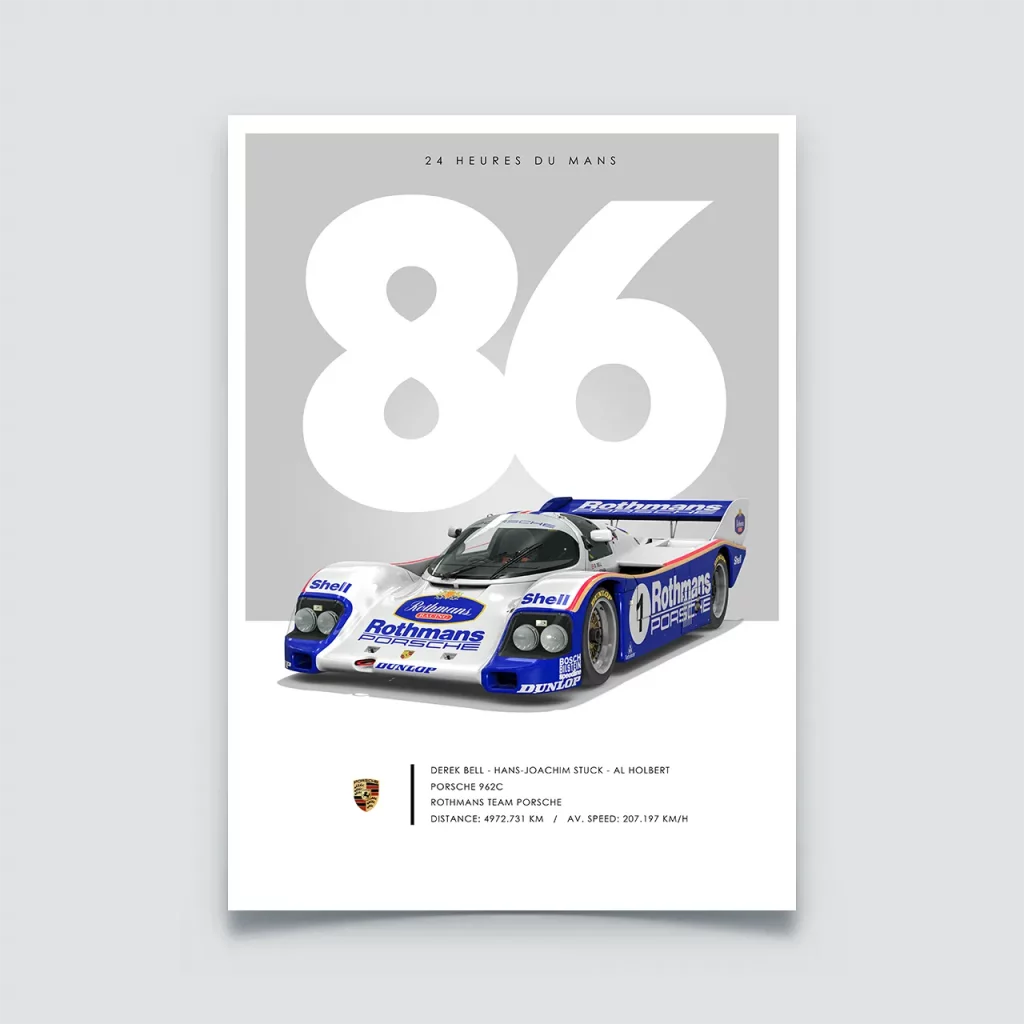 Poster 24h du Mans 1986, Porsche 962C