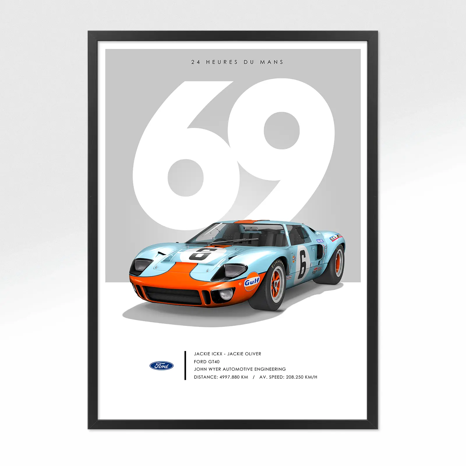 Poster 24h le mans Porsche Ford GT40 1969