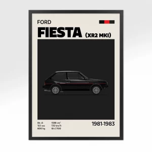 poster youngtimer ford fiesta noire