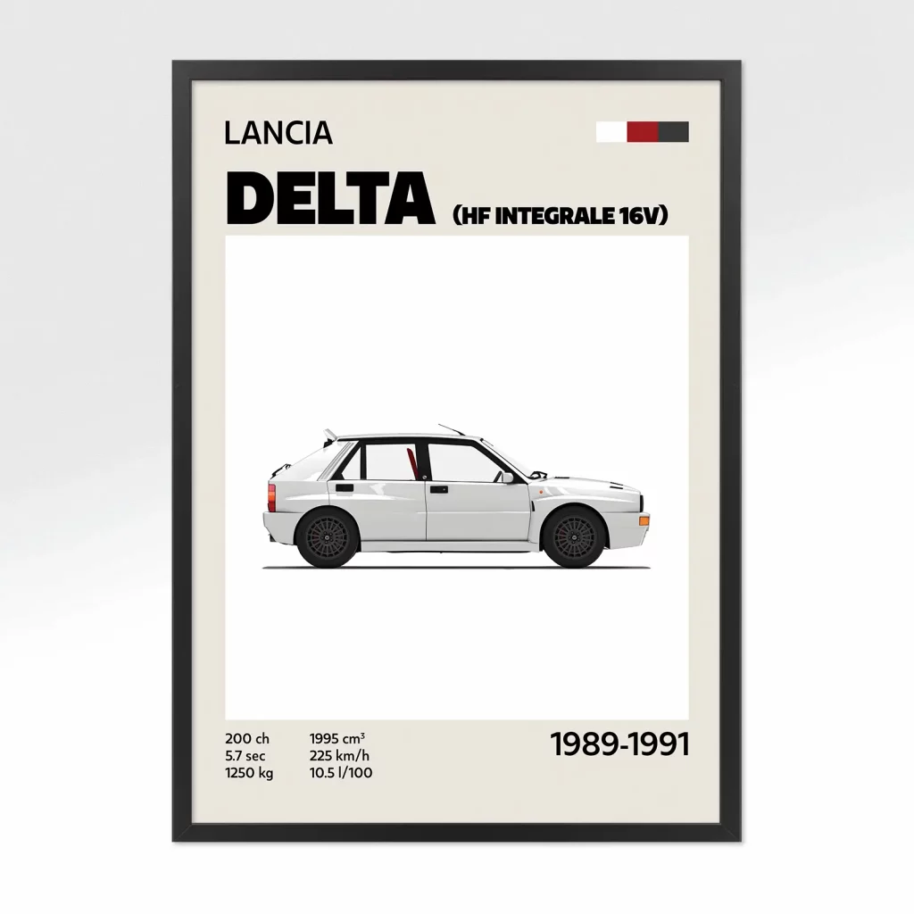 poster youngtimer lancia delta hf