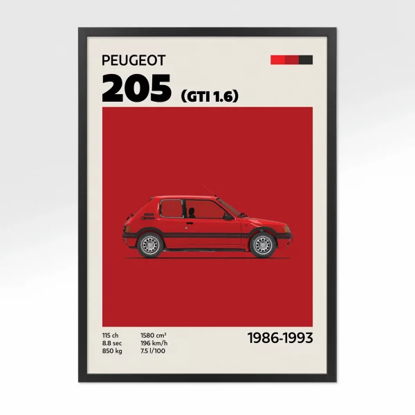 Poster Youngtimer – Peugeot 205 GTI Rouge