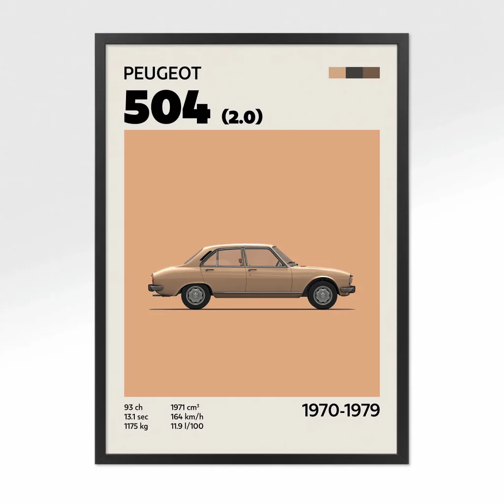 poster youngtimer peugeot 504