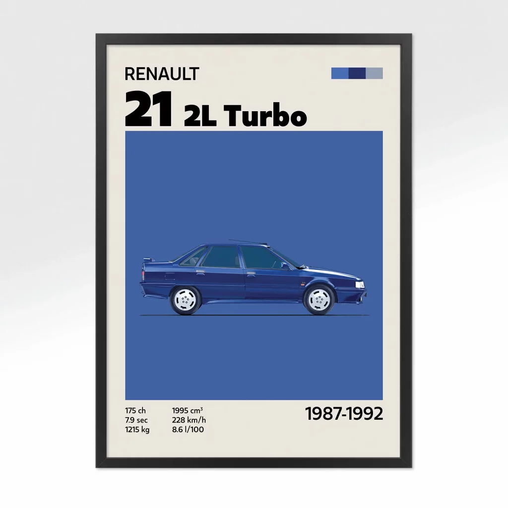 poster youngtimer renault 21 2l turbo