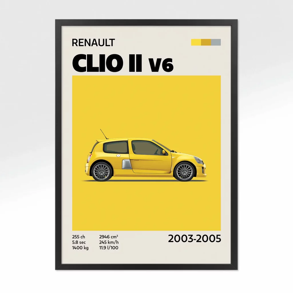 poster youngtimer renault clio v6