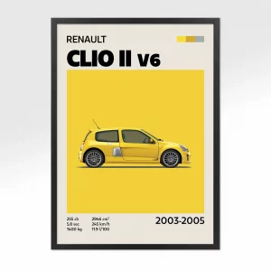 poster youngtimer renault clio v6
