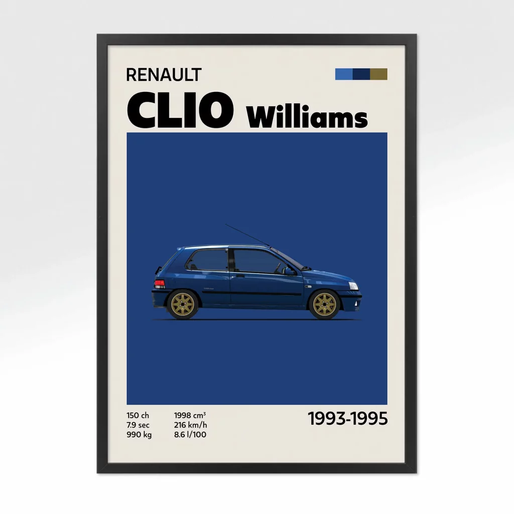poster youngtimer renault clio williams