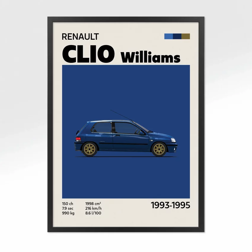 poster youngtimer renault clio williams