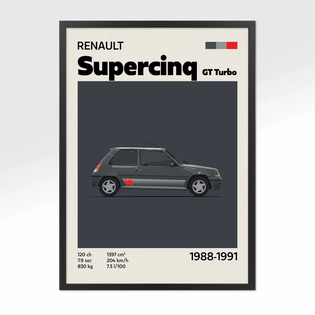 Poster youngtimer renault supercinq gt turbo