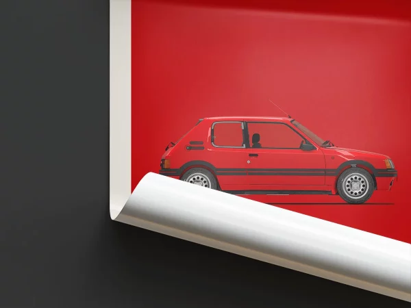 Poster Youngtimer – Peugeot 205 GTI Rouge
