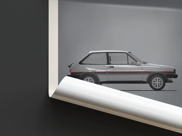 Poster Youngtimer – Ford fiesta XR2 MKI grise
