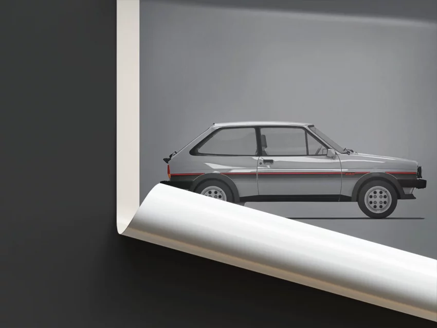 Poster Youngtimer - Ford fiesta XR2 MKI grise – Image 2