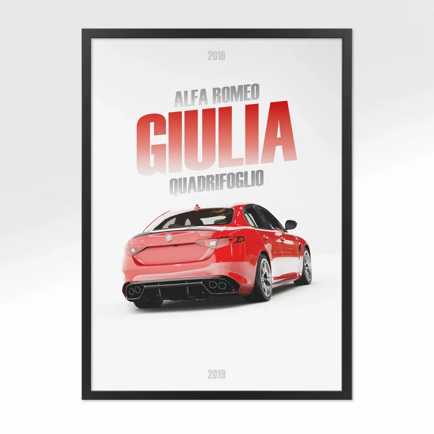 Poster Alfa Romeo Giulia Quadrifoglio - Vue arrière