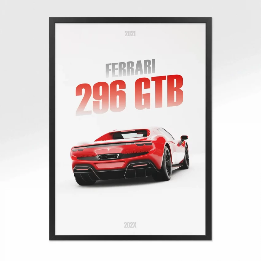 Poster Ferrari 296 GTB - Vue arrière