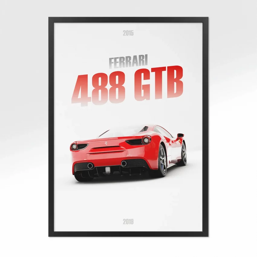 Poster Ferrari 488 GTB - Vue arrière
