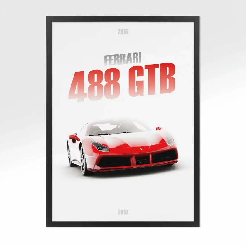 Poster Ferrari 488 GTB - Vue avant