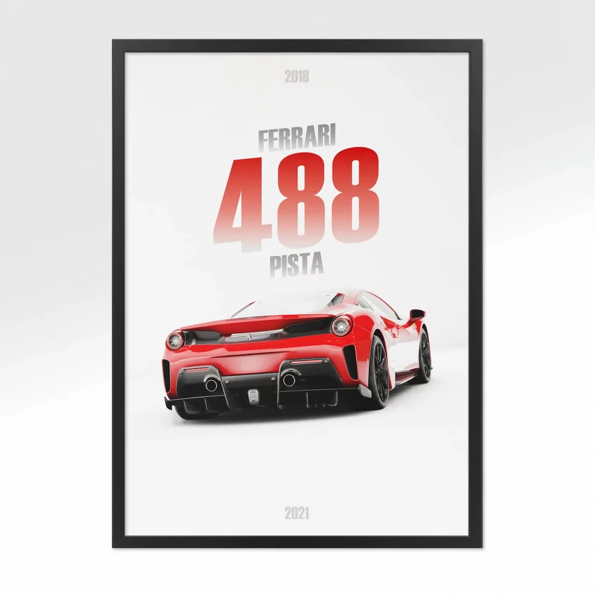 Poster Ferrari 488 Pista - Vue arrière