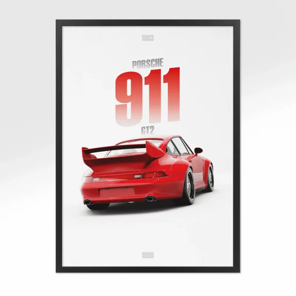 Poster Porsche 911 GT2 – Vue arrière