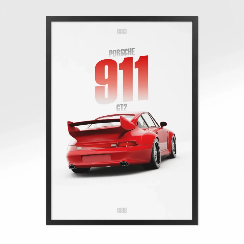 Poster Porsche 911 GT2 - Vue arrière