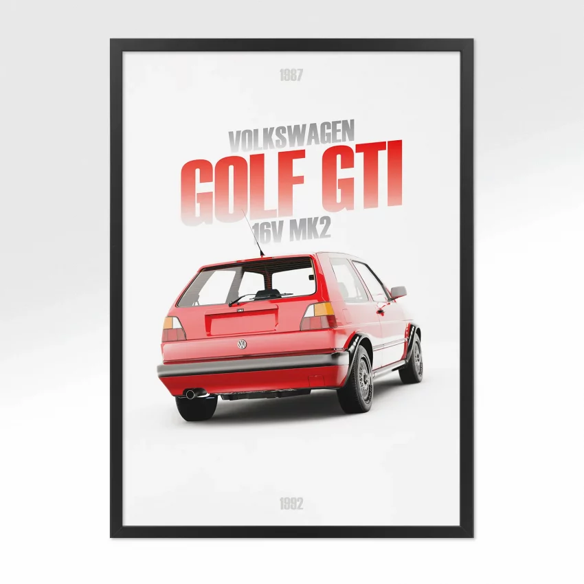Poster Volkswagen Golf GTI 16V MK2 - Vue arrière