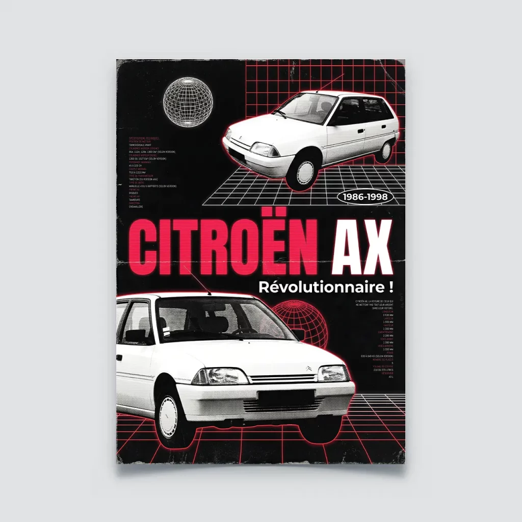 Poster Citroën AX style publicité retro vintage