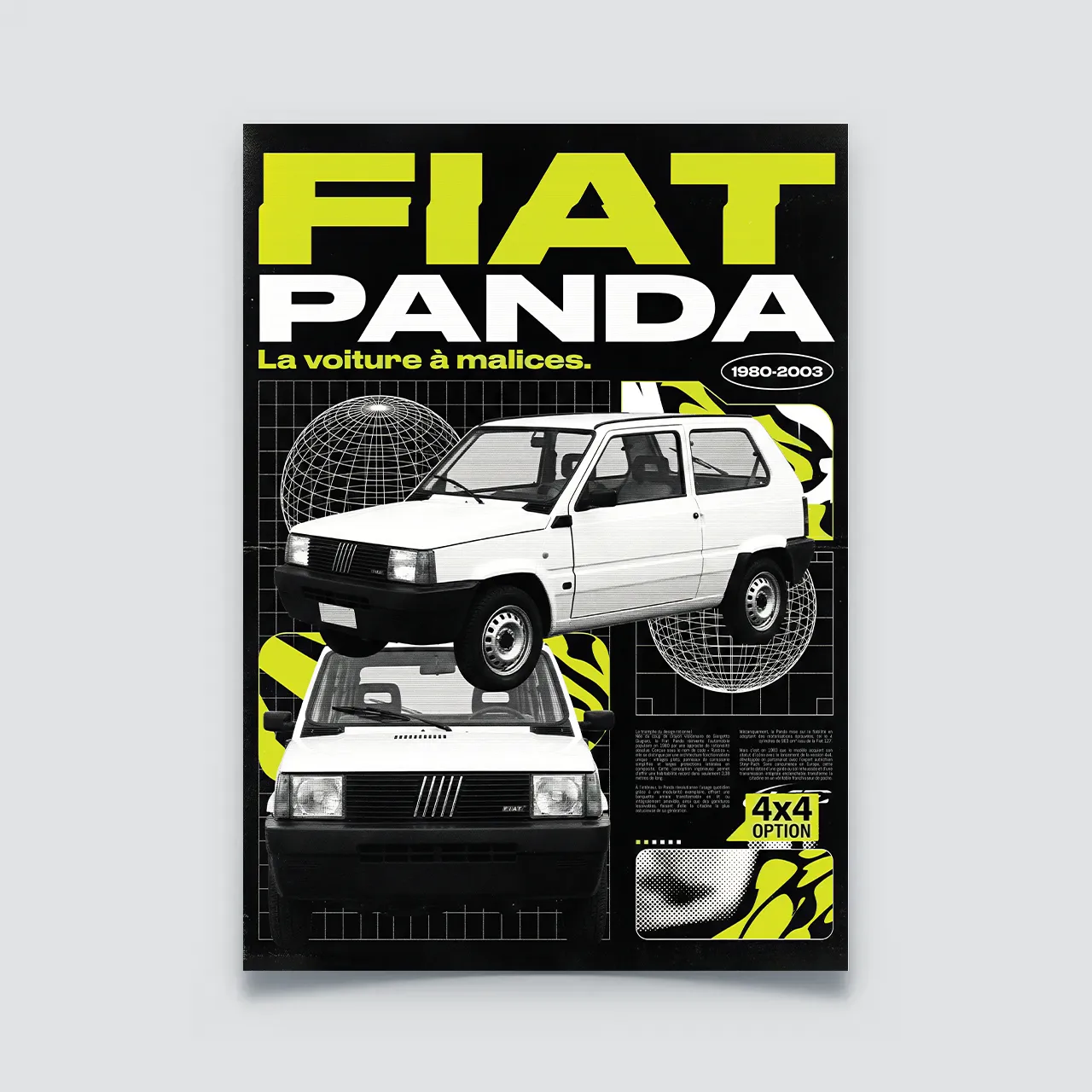 Poster Fiat Panda publicité vintage 4x4