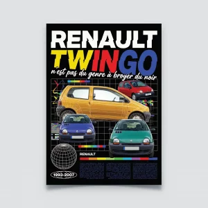 Poster Renault Twingo 1 style publicité vintage années 90