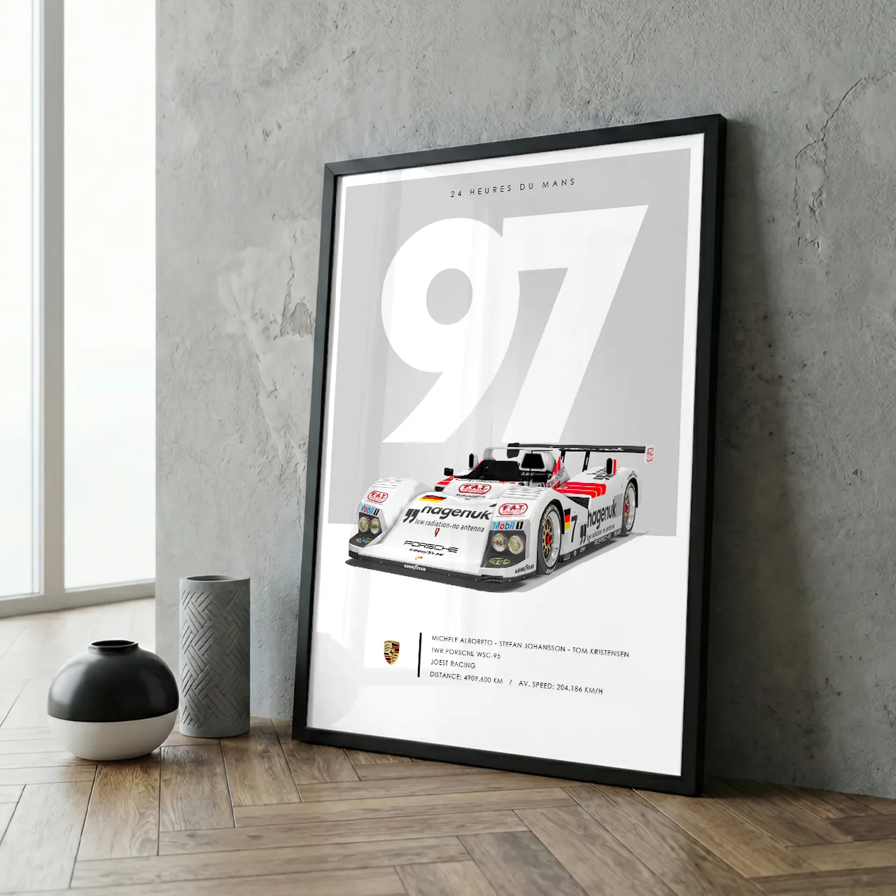Affiche encadrée 24h du Mans 1997, vainqueur Porsche