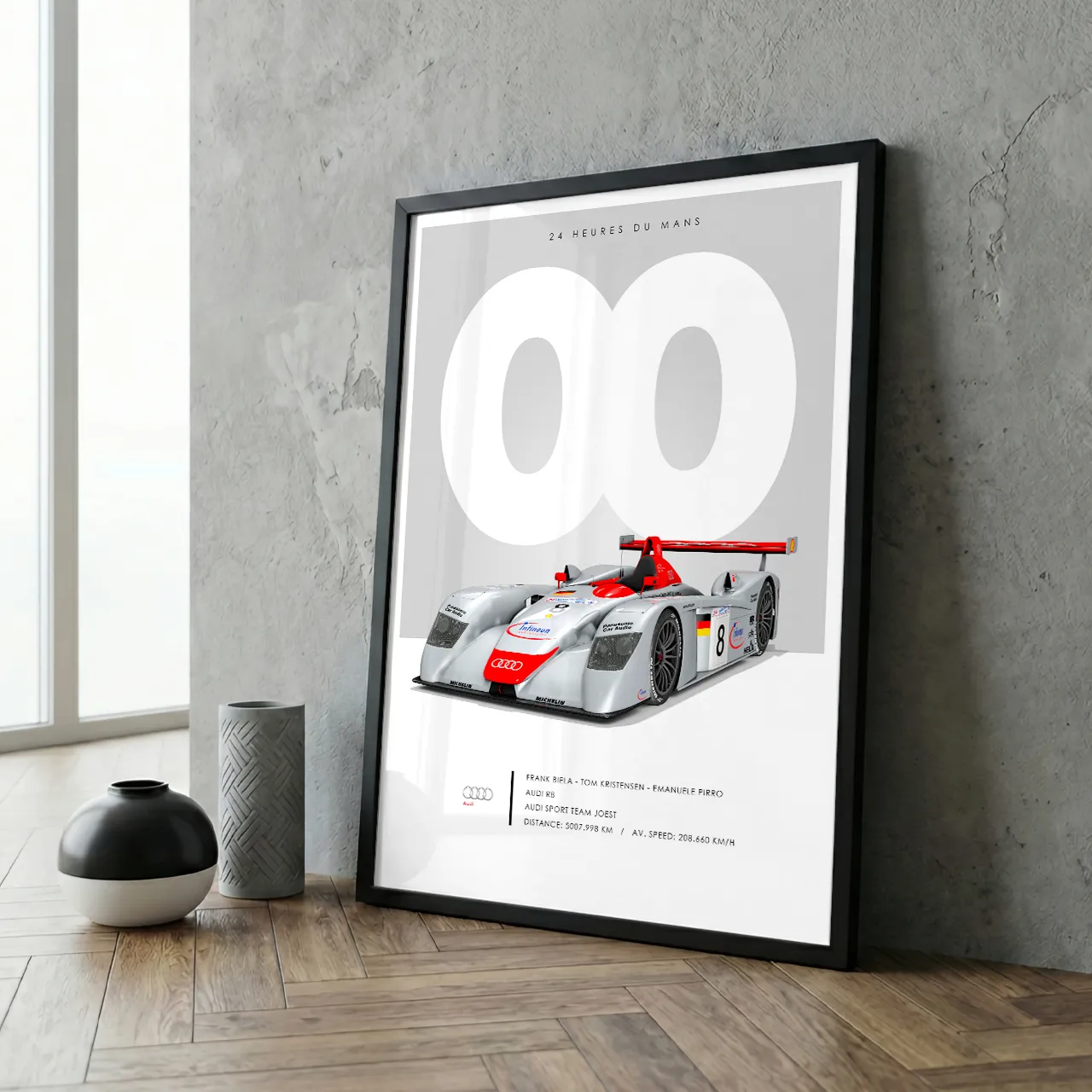 Affiche encadrée 24h du Mans 2000, vainqueur Audi