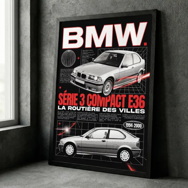 Poster BMW Série 3 Compact E36 | Rétro-Pub