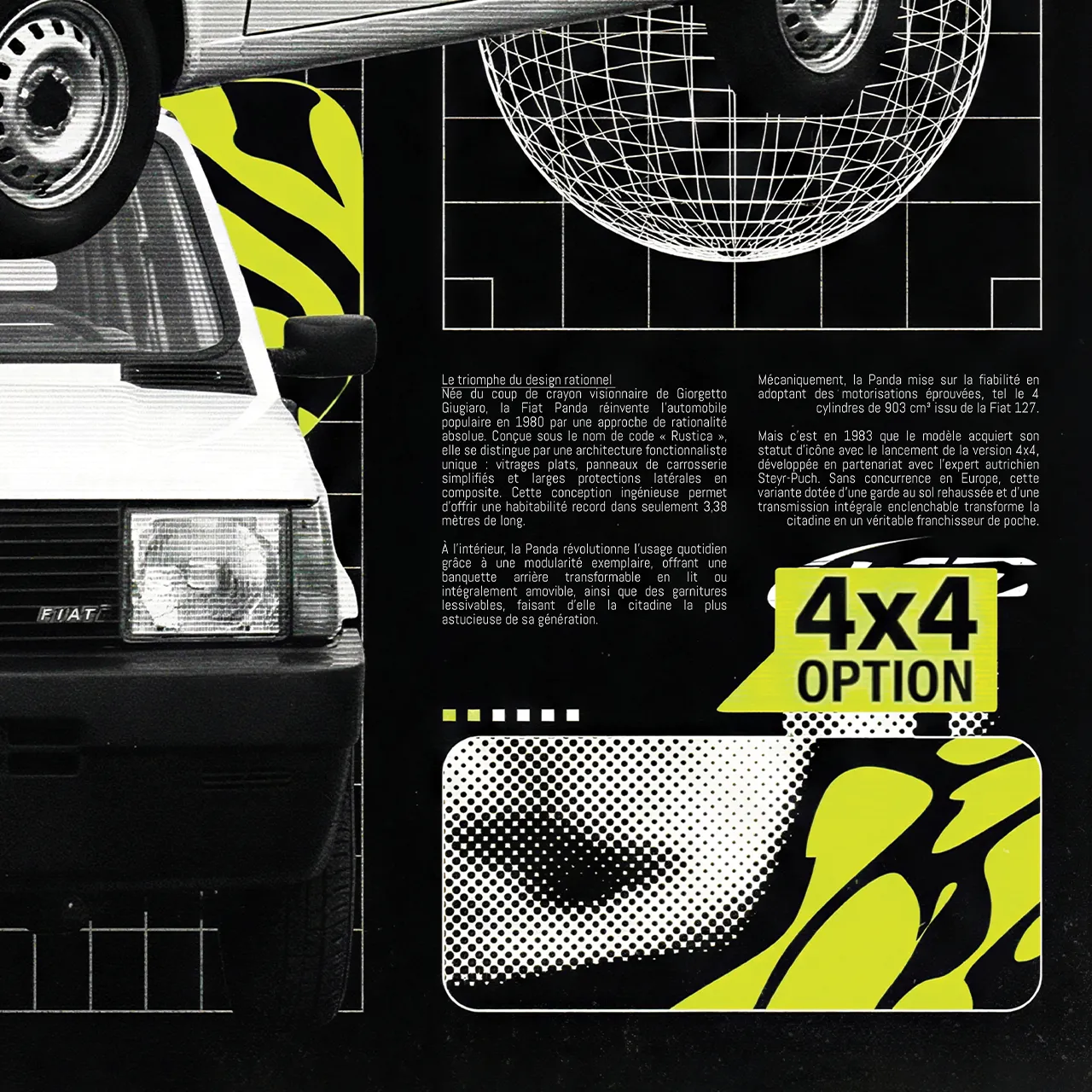 Détail poster Fiat Panda option 4x4 retro fiche technique