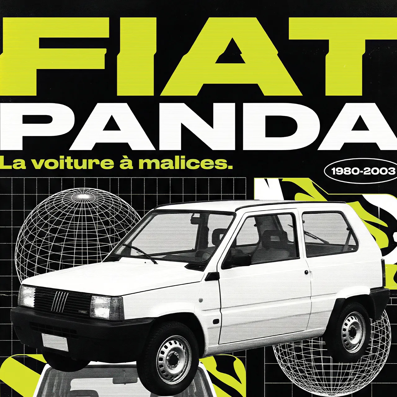 Détail poster Fiat Panda style pub époque