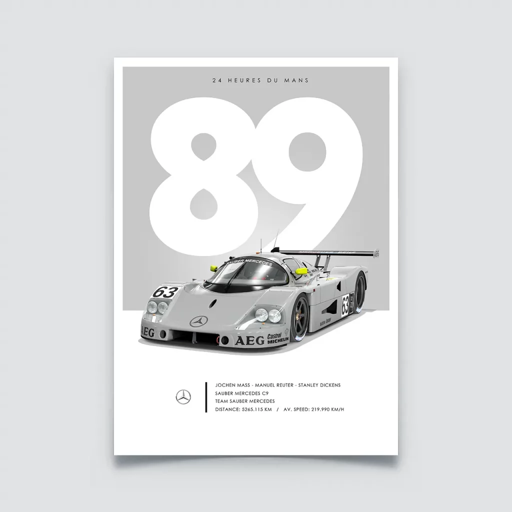 Poster 24h du Mans 1989, Sauber Mercedes C9