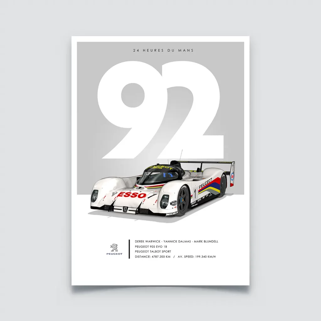 Poster 24h du Mans 1992, Peugeot 905