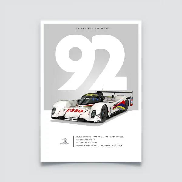 Poster 24h du Mans 1992 – Peugeot 905 Evo 1B