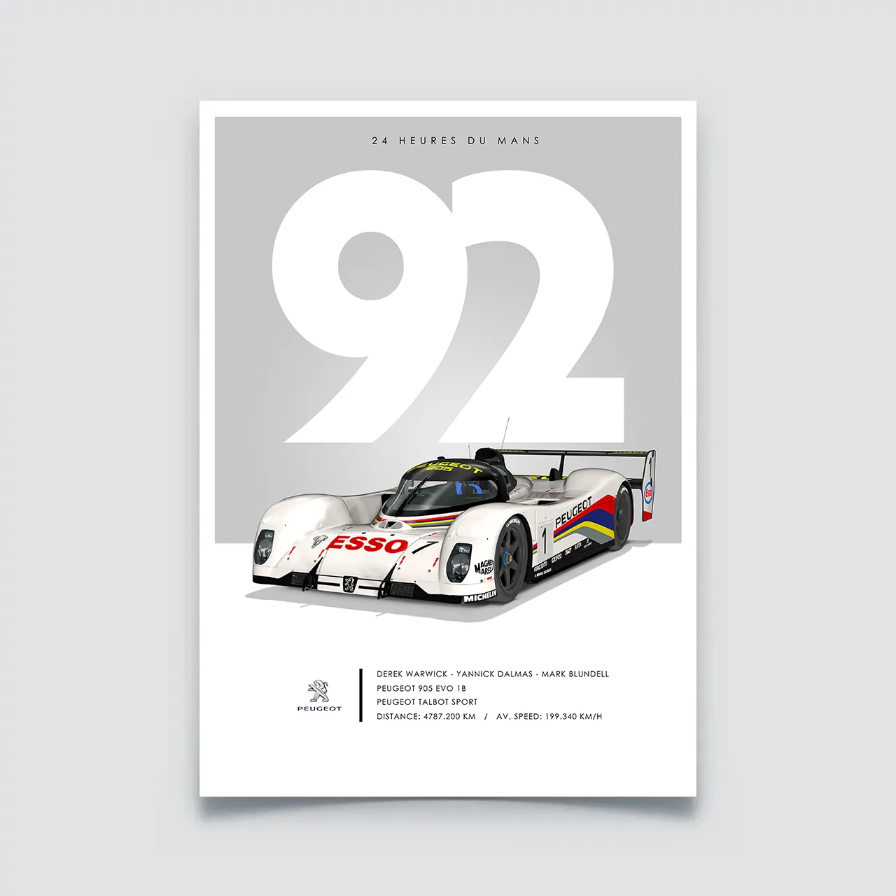 Poster 24h du Mans 1992, Peugeot 905