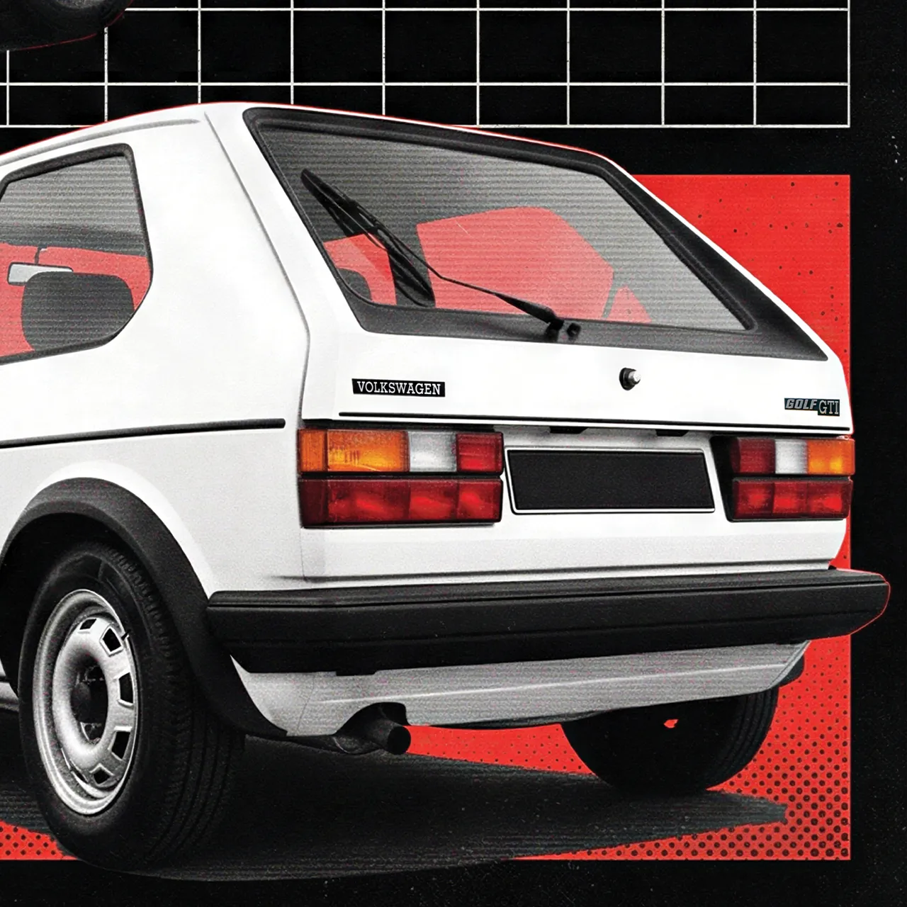 Détail poster Golf GTI, Style Pub ancienne